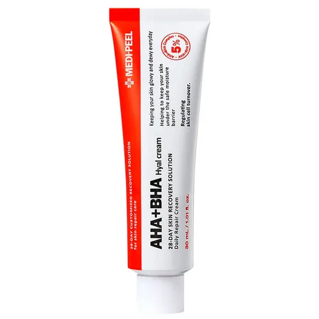 Крем-пілінг для обличчя відновлювальний з кислотами  MEDI-PEEL AHA BHA 28 Days Hyal Cream