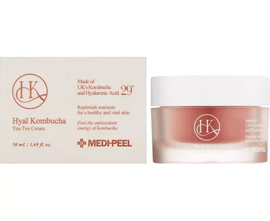 Крем зволожувальний з комбучею та гіалуроновою кислотою Medi-Peel Hyal Kombucha Tea-Tox Cream