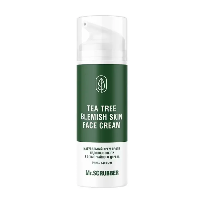 Матувальний крем вiд недолiкiв шкiри з олією чайного дерева  Mr.Scrubber Tea Tree Blemish Skin Face Cream